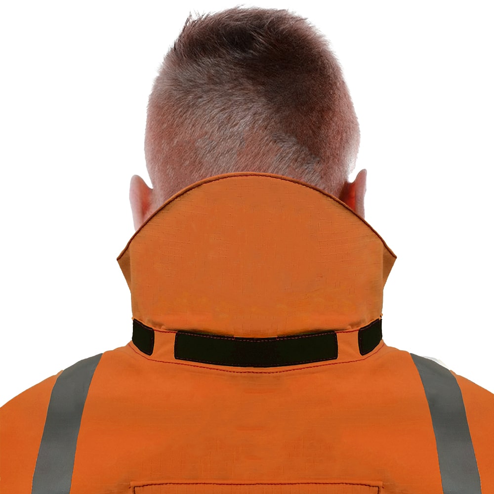 PRO ARC FR/ARC CAT 3 Breathable High Visibility Rainwear Bomber Jacket Orange/Navy